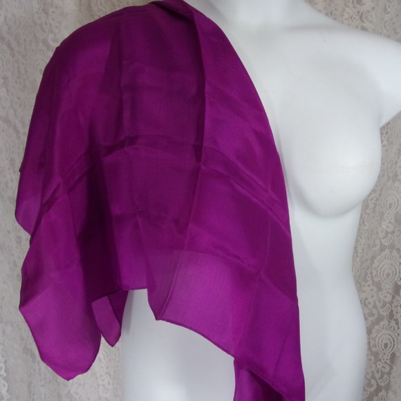 Silk Fuchsia Square Scarf NWOT - Picture 2 of 2